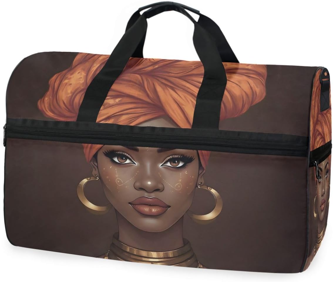Travel Duffels African Pretty Girl Duffle Bag Luggage Sports Gym for Women & Men