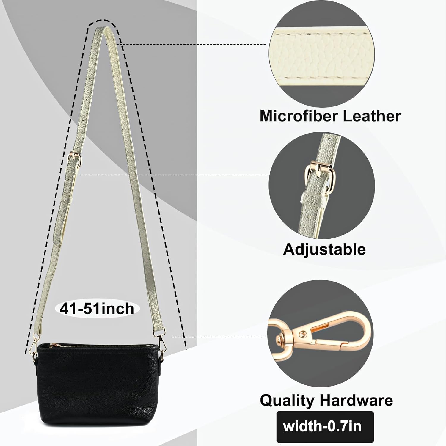 Leather Purse Straps Replacement Crossbody, Long Thin Adjustable Purse Strap for Handbags, Shoulder Crossbody Bags - Image 3