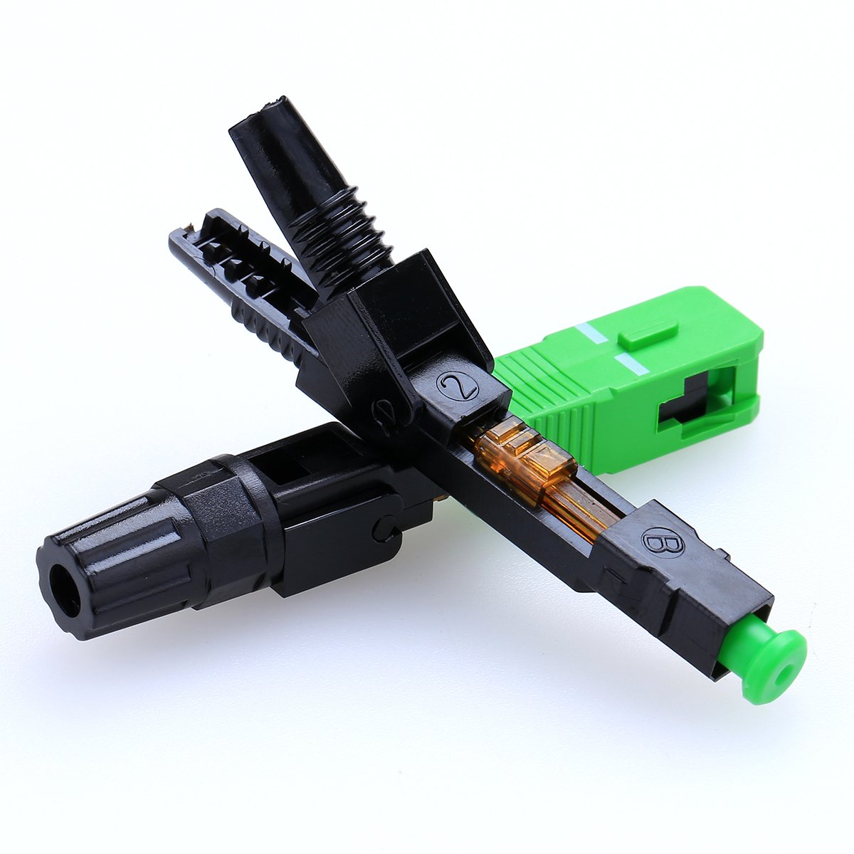 150pcs Ftth Conector de montaje rápido integrado SC-APC Conector de fibra óptica de alambre cubierto, APC Especial Broadcasting CATV