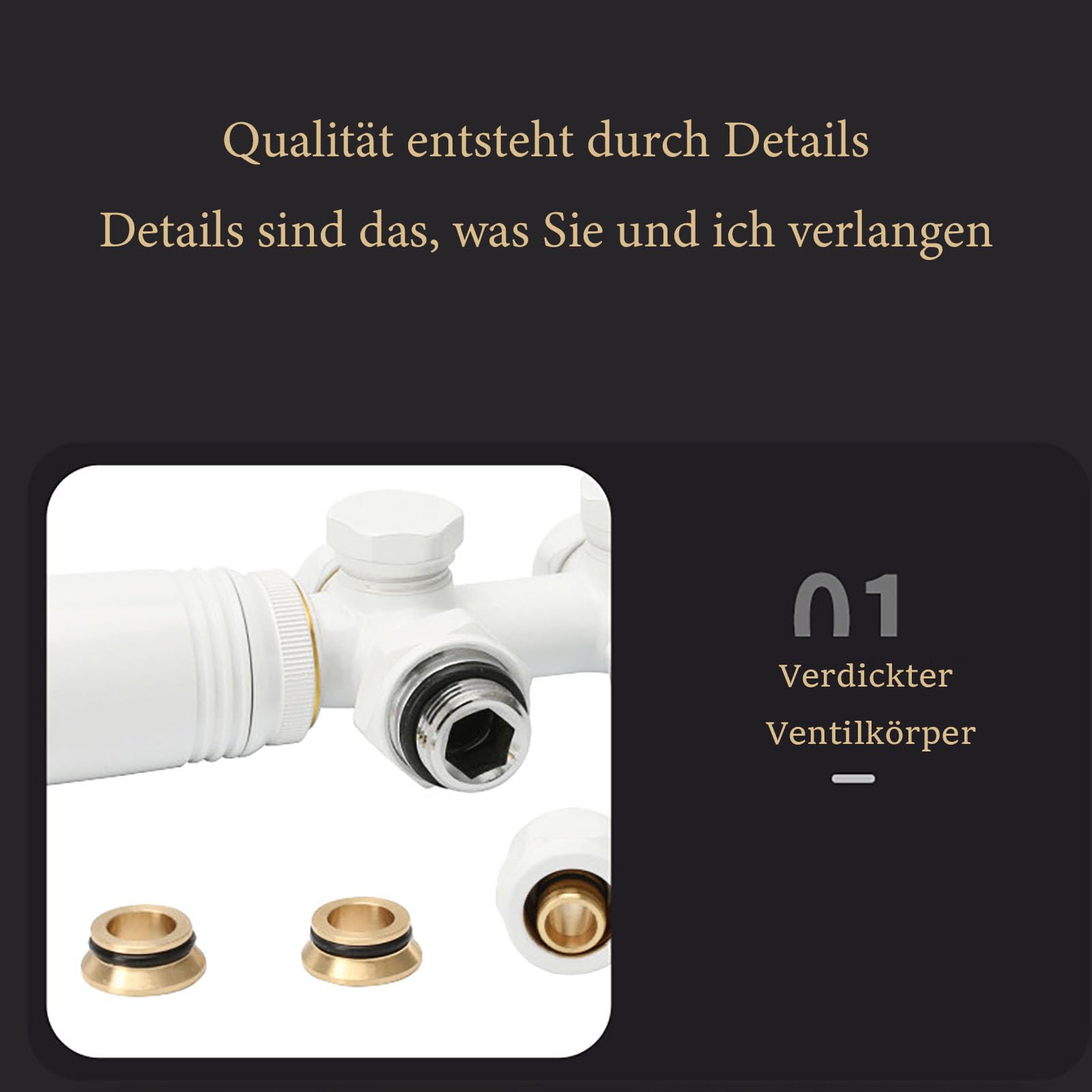 Heizkörperthermostat Heizkörper Durchgangsventil Eckventil 1/2 zoll φ15&16 Hahnblock Heizkörper Thermostat für Badheizkörper Handtuchheizkörper Mittelanschluss Multiblock Set (Weiß)