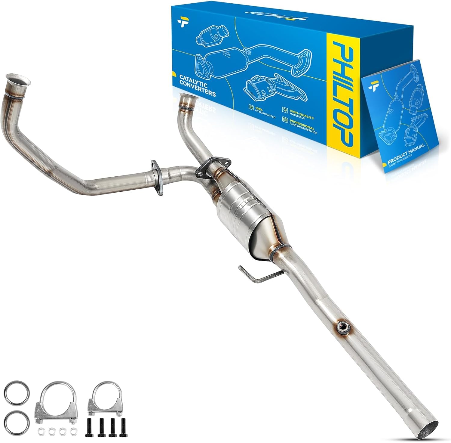 PHILTOP 50505 High Flow Stainless Steel Catalytic Convertor for 1996-1999 Ram 1500 3.9L/5.2L/5.9L, 1996-1999 Ram 2500 5.9L, 1996 Ram 2500 5.2L, 1998-1999 Ram 3500 5.9L EPA Compliant