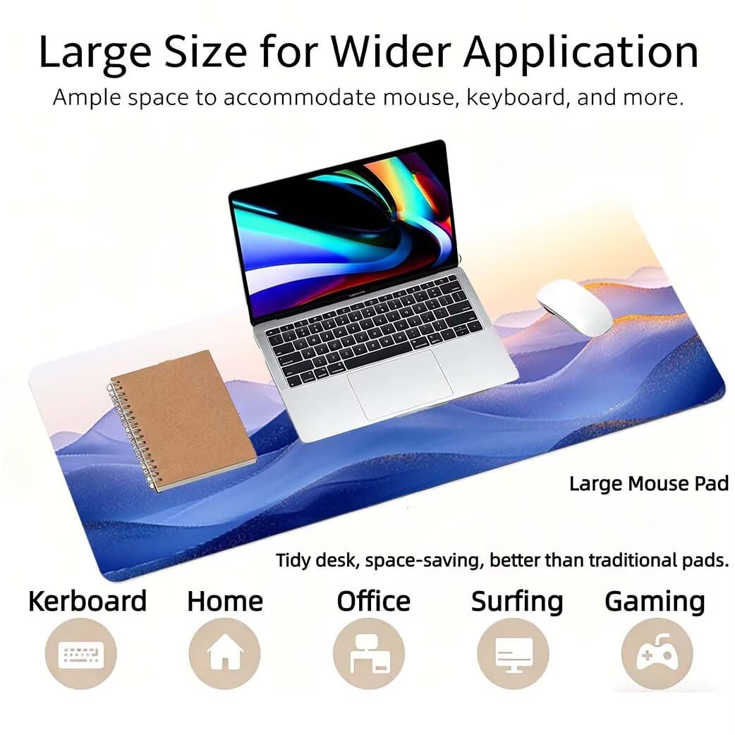 Lpfieonn Katze Großes Schreibtischunterlage, XXL Schreibtischunterlagen, Blau XXL Wasserdicht Gaming Mousepad mit Vernähter Rand und Rutschfeste Gummibasis, für Laptop/Hause/Büro 120x60cm PF-3661