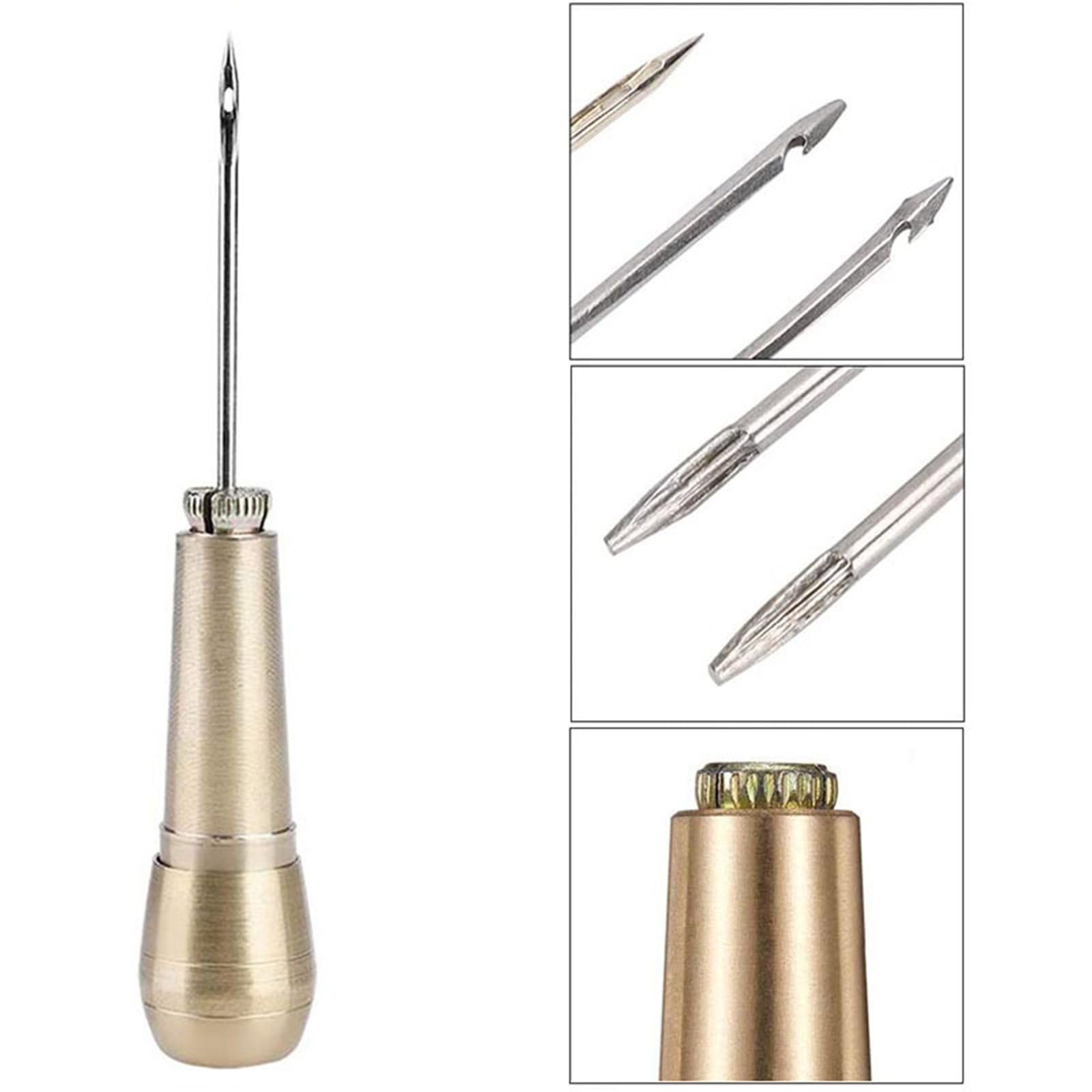 Leder-Nähnadel-Ahle-Werkzeug-Set mit Metallgriff, Canvas-Handwerk, Schuhreparatur, Kupfer