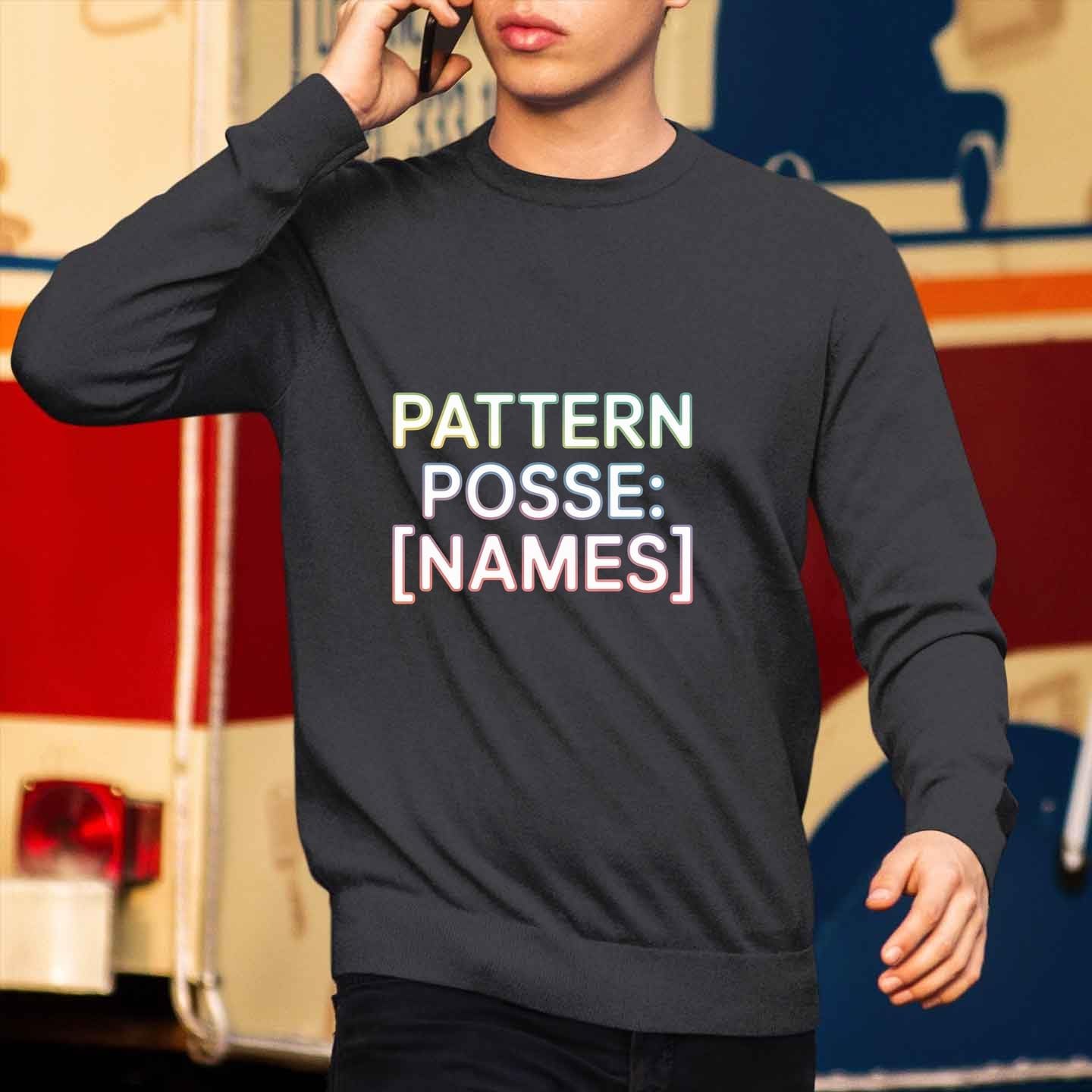 Fun Group Tee with Name Team Interest Design Knitting - Pattern Posse Black