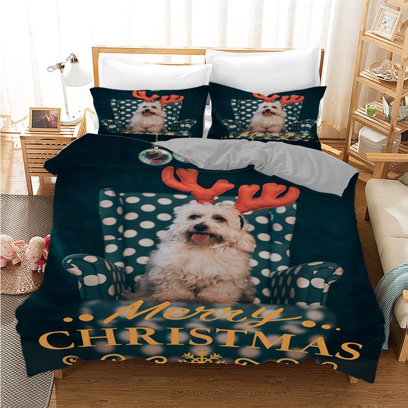 Parure de lit 160x200 chien vert pour chambre de garçon et fille