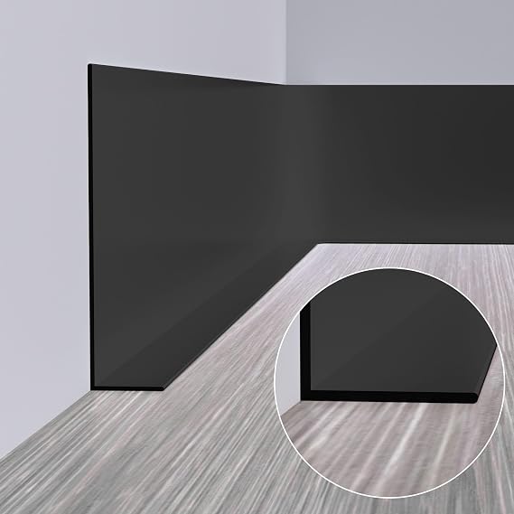 Duzzy Flexible Baseboard Molding Trim, 5 Inch(W) x 20 Feet(L) Peel and Stick Rubber Wall Trim Molding, Self-Adhesive Vinyl Wall Base Cove Base