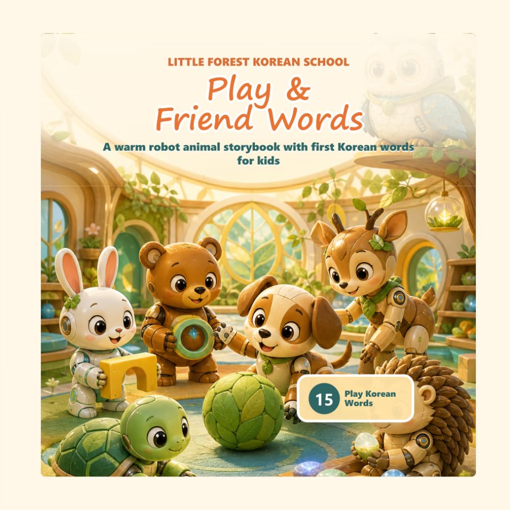 Little Forest Korean School: Play & Friend Words: A Warm Robot Animal Storybook with First Korean Words for Kids