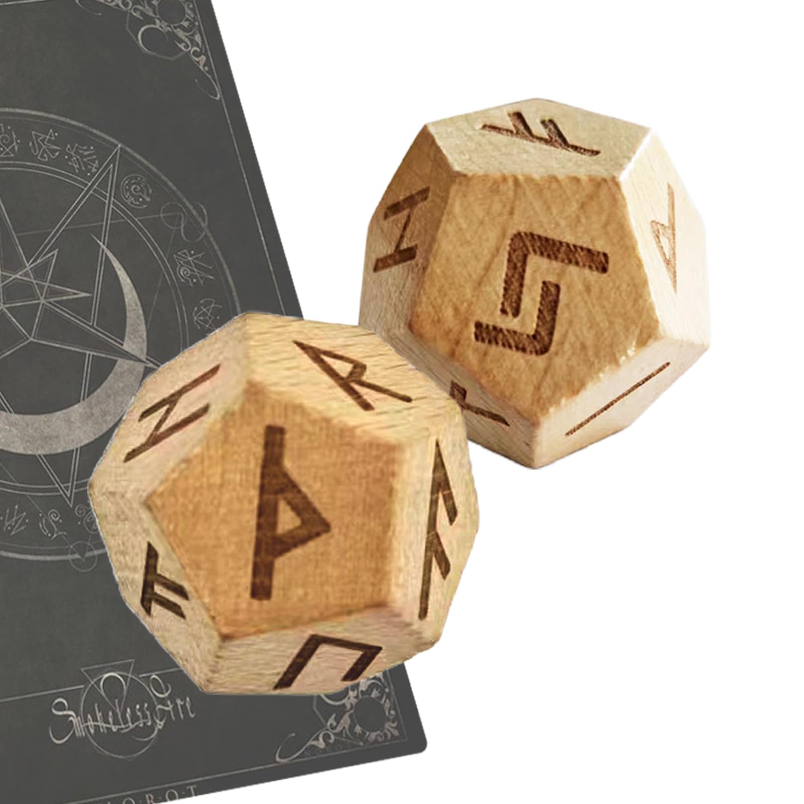 Runic Dice Collection โ Norse Symbol Cubes, Elder Blocks | Handcrafted Wooden Fortune Reading Tools, Enchanting Mysterium Decorative Esoteric Casting Set Spiritual Space Meditation