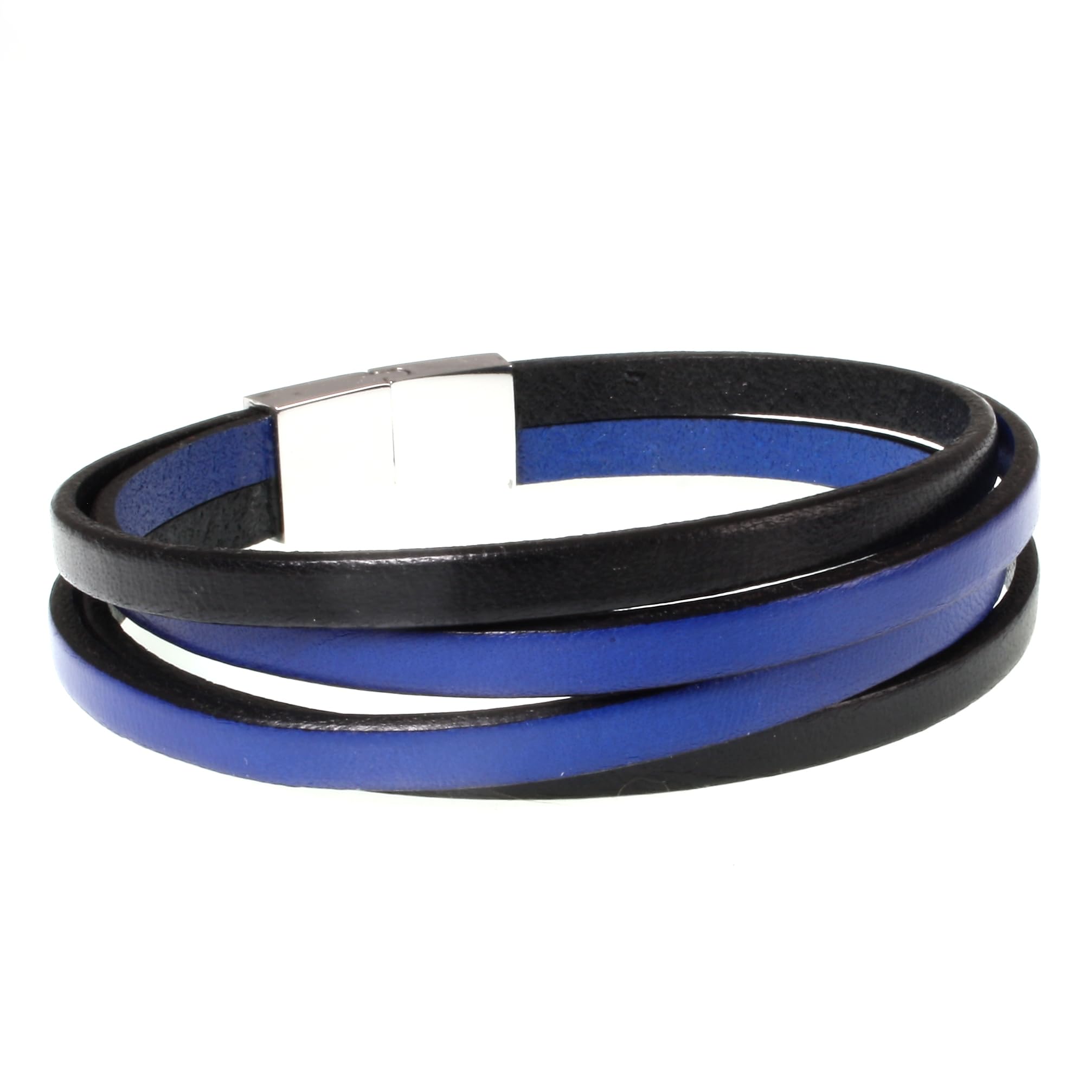 Echt Leder-Armband TWIST Schwarz Blau Herren Männer
