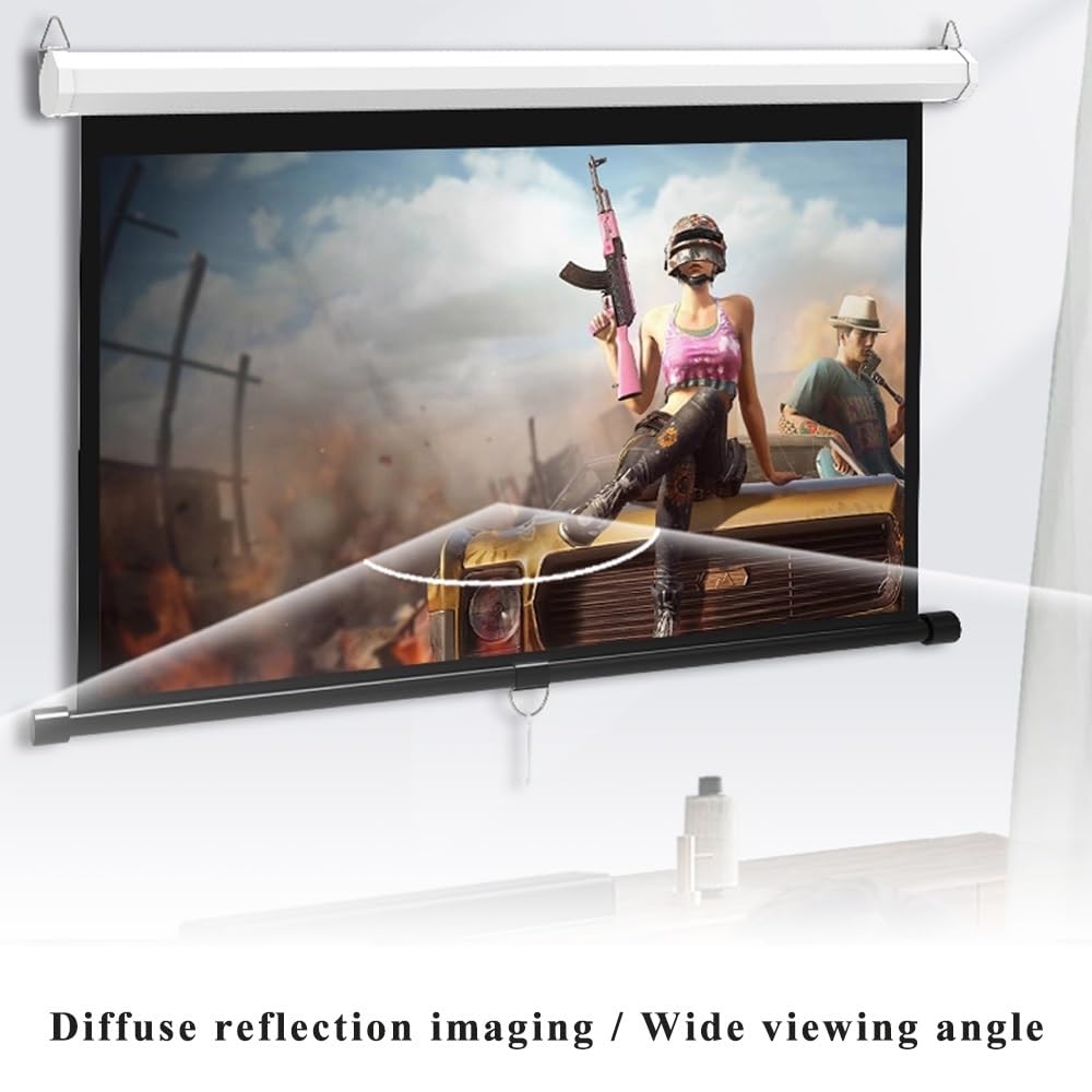 Telo Proiettore 60 Pollici Schermo Proiettore Manuale Schermo Di Proiezione Avvolgibile, Telo Videoproiettore Per Riunioni Home Cinema(60inch (4:3))