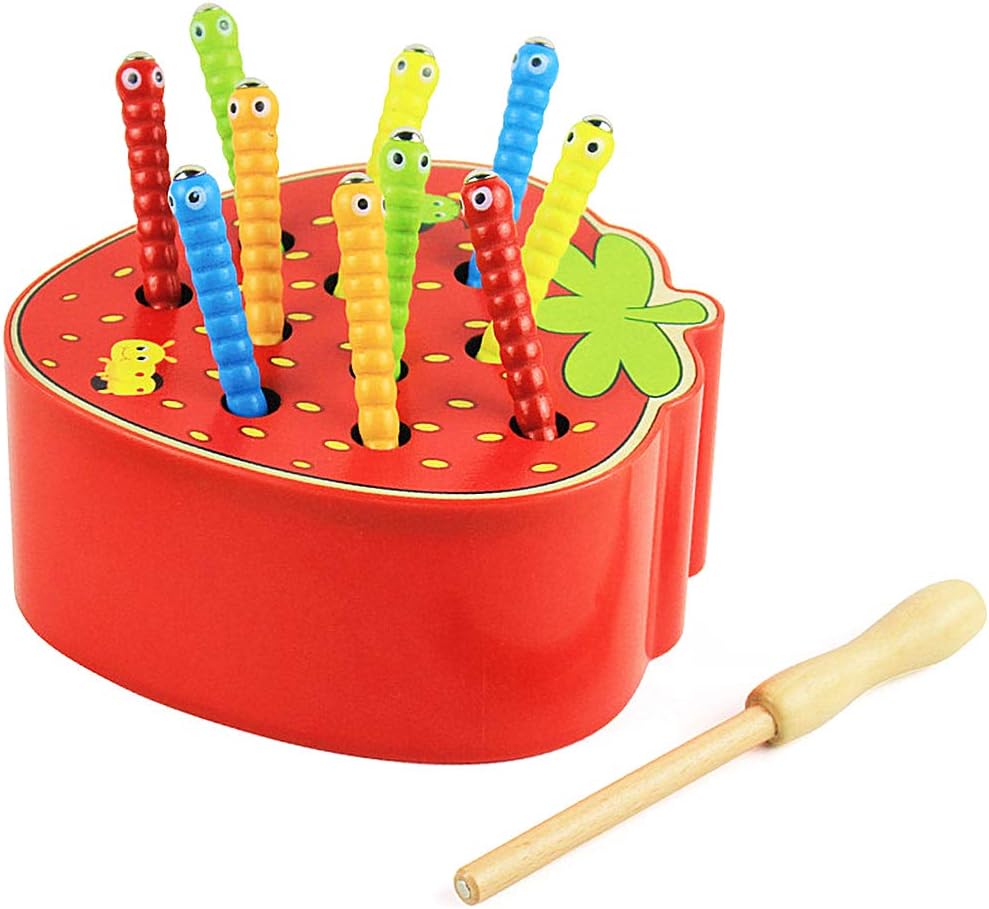 Felly Juguetes Bebe 2 años, Rompecabezas Juegos de Atrapar Insectos de Fresa Madera Juguetes Montessori Educativos para Bebes Niños y Niñas de 2 3 4 años, Niños Pequeños Regalo