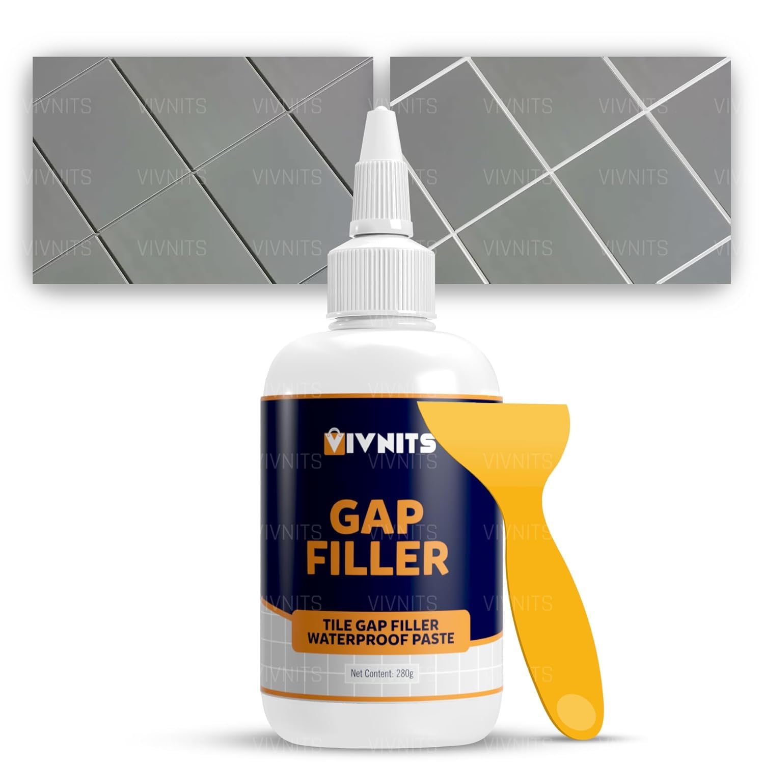 VIVNITS 2024 Waterproof Tile Gap Crack Filler Tube Paste, Filling Tile Space, Refresh & Paint Kit for Bathroom Shower Floor Tile Sealer for Ceramic Resin Metal Glass Home, Office, Toilets (280 ML)