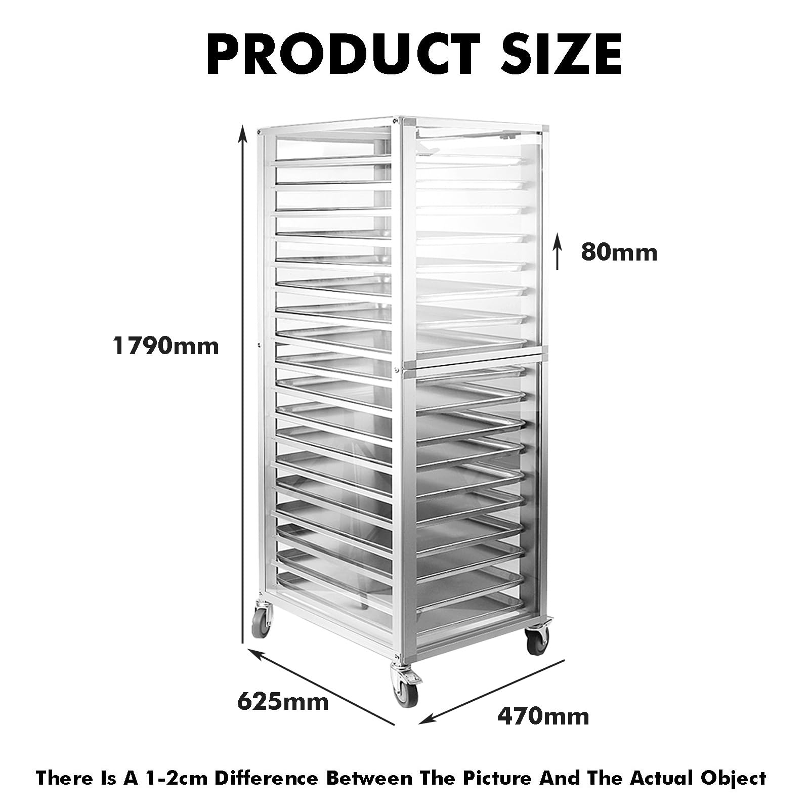 Carrello Porta Teglie For Panini A 18 Ripiani Con Ruote, Supporto Regolabile In Lega Di Alluminio For Teglie, Carrello Portaoggetti Da Cucina Commerciale For Teglie