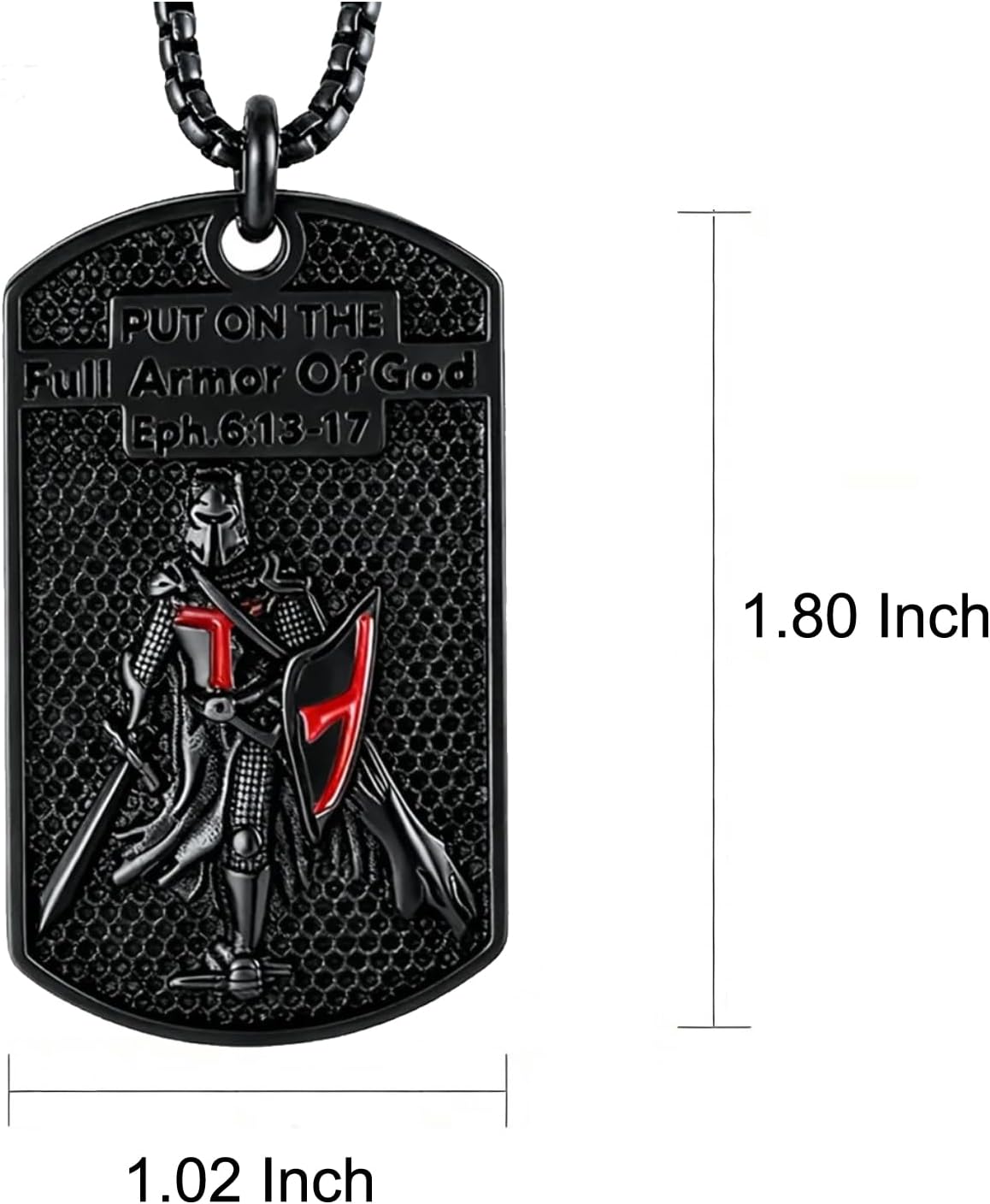 Christian Necklace for Men, Knights Templar Religious Gifts for Mens, Stainless Steel Cross Armor of God Chain - Image 5