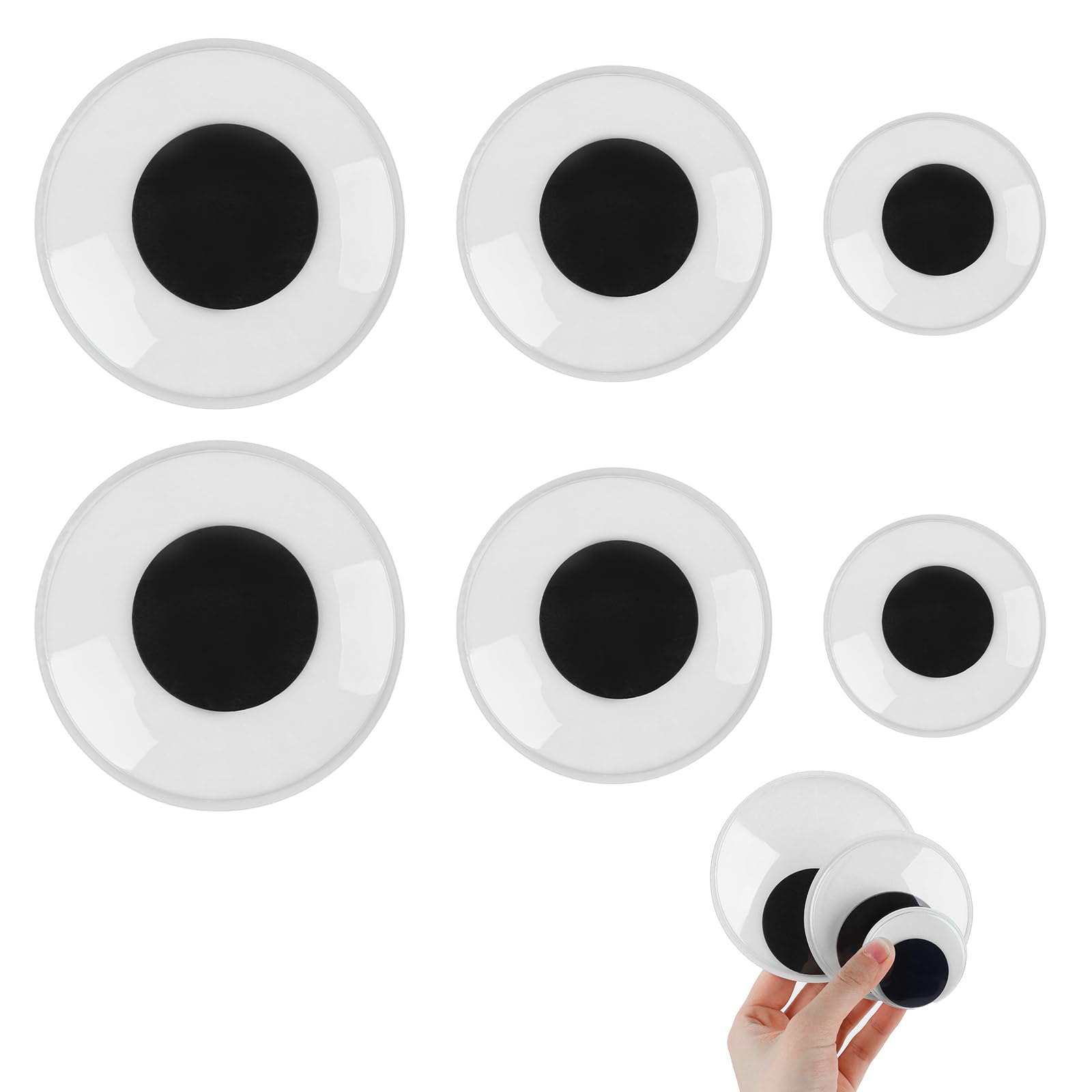 6 Pcs Giant Googly Eyes with Self Adhesive Large Black Sticky Eyes Large Plastic Wiggle Eyes(50mm 80mm 100mm)