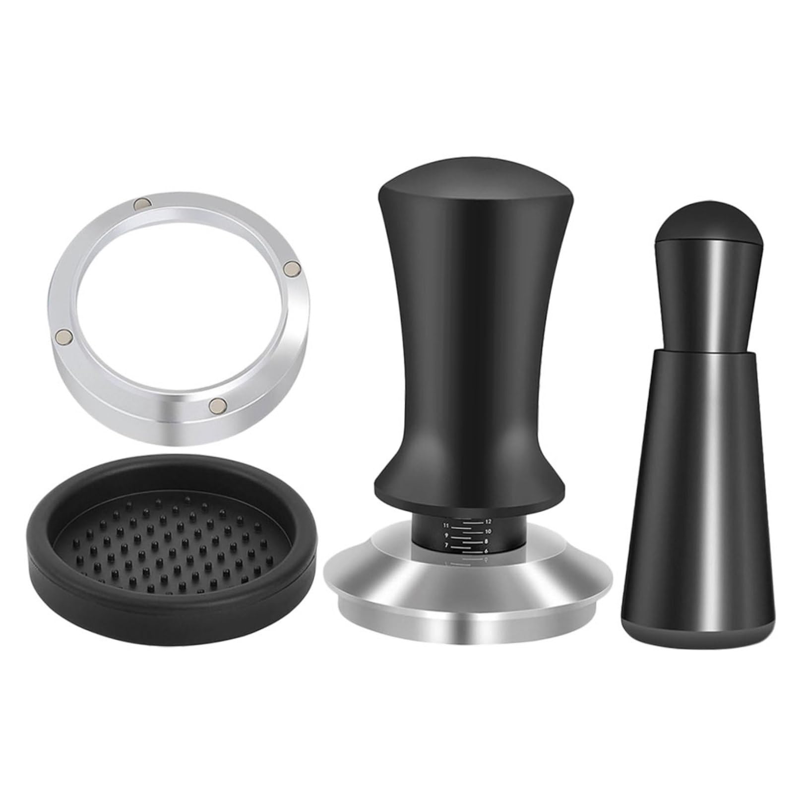 Espresso Tamper Satz 1 Satz aus Edelstahl, Schwarz für Kaffeezubereitung