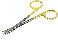 Vista 1 de T/C IRIS MICRO TIJERAS CURVADAS 4.5" CON INSERTOS DE CARBRO TUNGSTEN CON MANGO ORO (HTI MARCA)