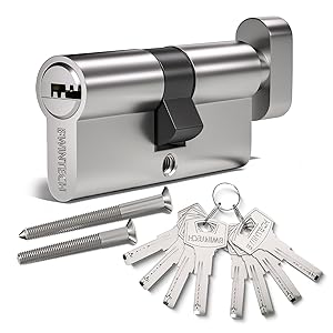 60mm(30T/30) Cerradura de cilindro europeo de aleación de níquel y zinc, cerradura de barril, llave con 8 hoyuelos horizontales