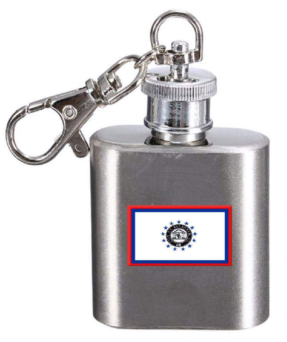 Flasque porte-clés gravé drapeau USA de la savane mini fiole inox