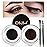 evpct 2 in 1 Black & Brown Gel Eyeliner Waterproof Smudge Proof for Waterline Eyebrow Cream Pomade Set with Brushes Long Wear delineador blanco Work Great with Eyebrow Eyeliner Face Body Paint Stick