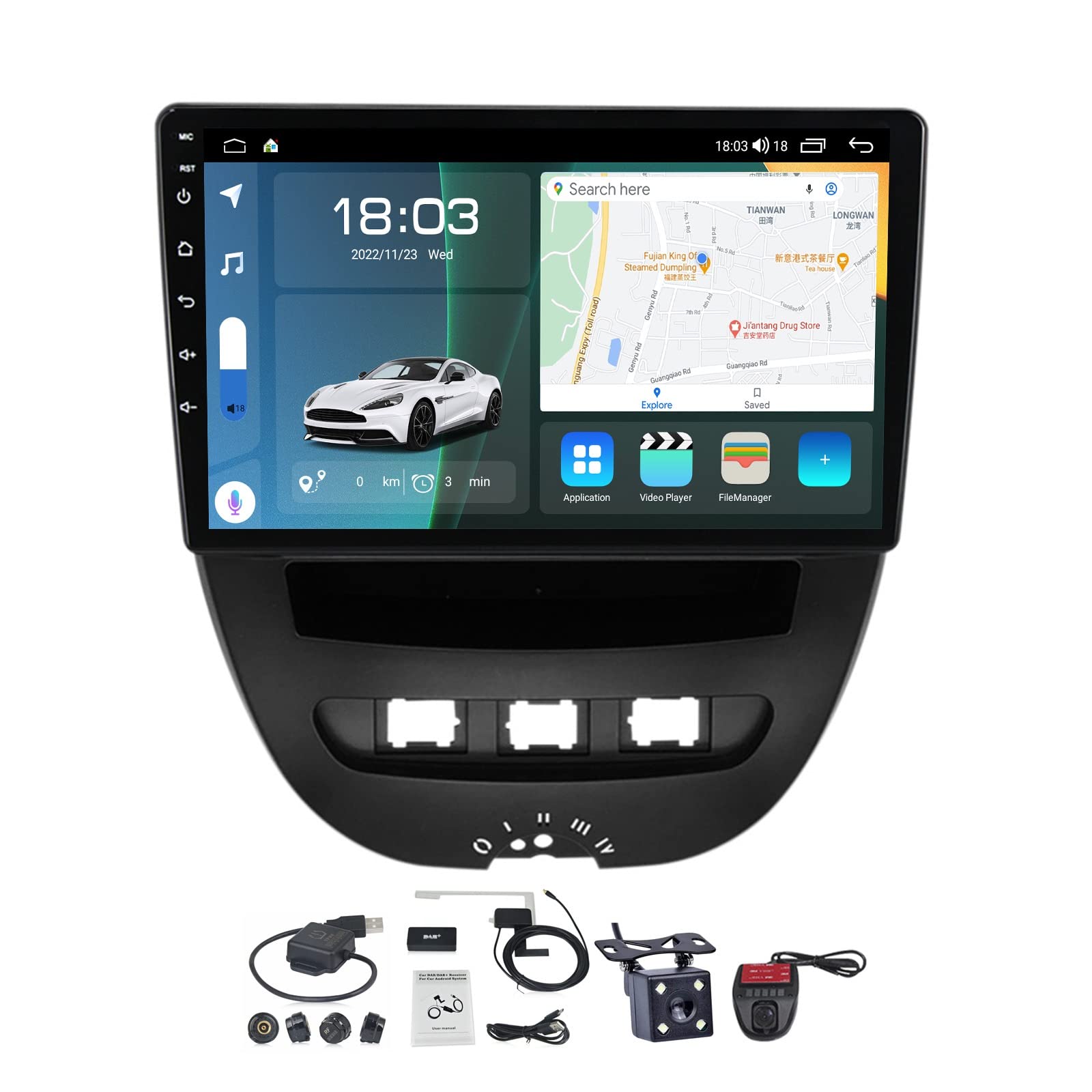 Navigation de voiture Peugeot 107 et Aygo écran 9 pouces pour voyager connecté en musique