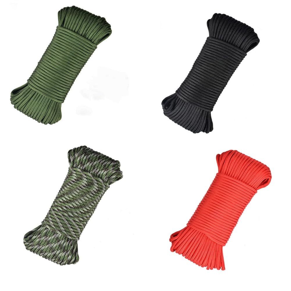 4mm Paracord Nylonschnur Reißfeste Kordelband Fallschirmschnur Regenschirmseil Zeltleinen Reepschnur Outdoor Survival Seil für Gartenbündelung Handgefertigte Projekte Camping Tarnfarbe 30m