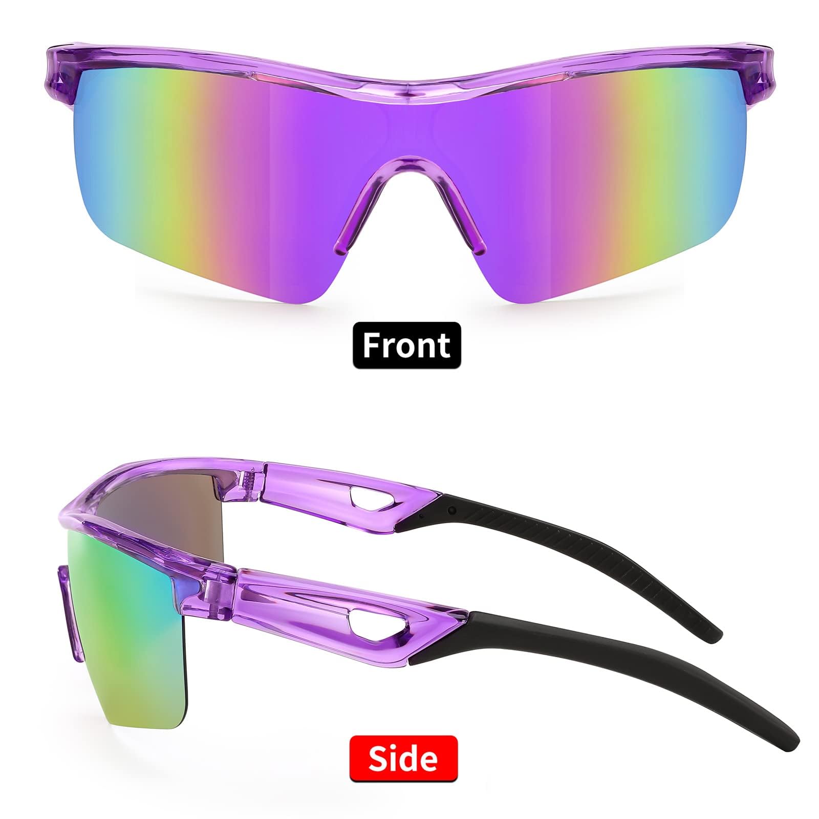Karsaer Kids Teens Baseball Polarized Sunglasses Sports TR90 Frame Boys Girls Cycling E1002, Purple, 62 - Image 7 thumbnail