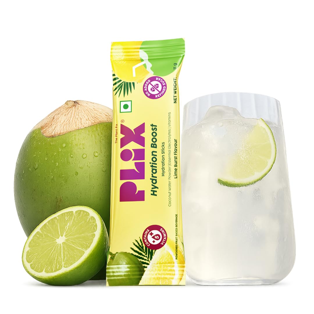 Plix Hydration Boost Electrolyte Powder | Hydration Drink Mix with Coconut Water, Sodium & Potassium | Lime Burst Flavour| Supports Energy, Hydration & Recovery | Pack of 30 | No Added Refined Sugar-picture-10