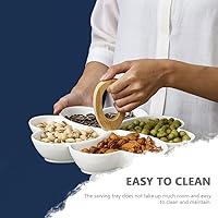 Vista 2 de Cabilock Plato de Dim Sum en forma de corazón para verduras, cesta de frutas, tazón de fuente para servir aperitivos, bandeja dividida, bandeja