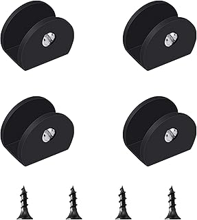 UFURMATE Glass Clamp, 4Pcs Adjustable Half Round Glass Shelf Brackets Aluminum Alloy Glass Clamp Clips Wall Mounted Black Glass Holder Supports Mounting Brace for 6-8mm Thick Glass Shelves