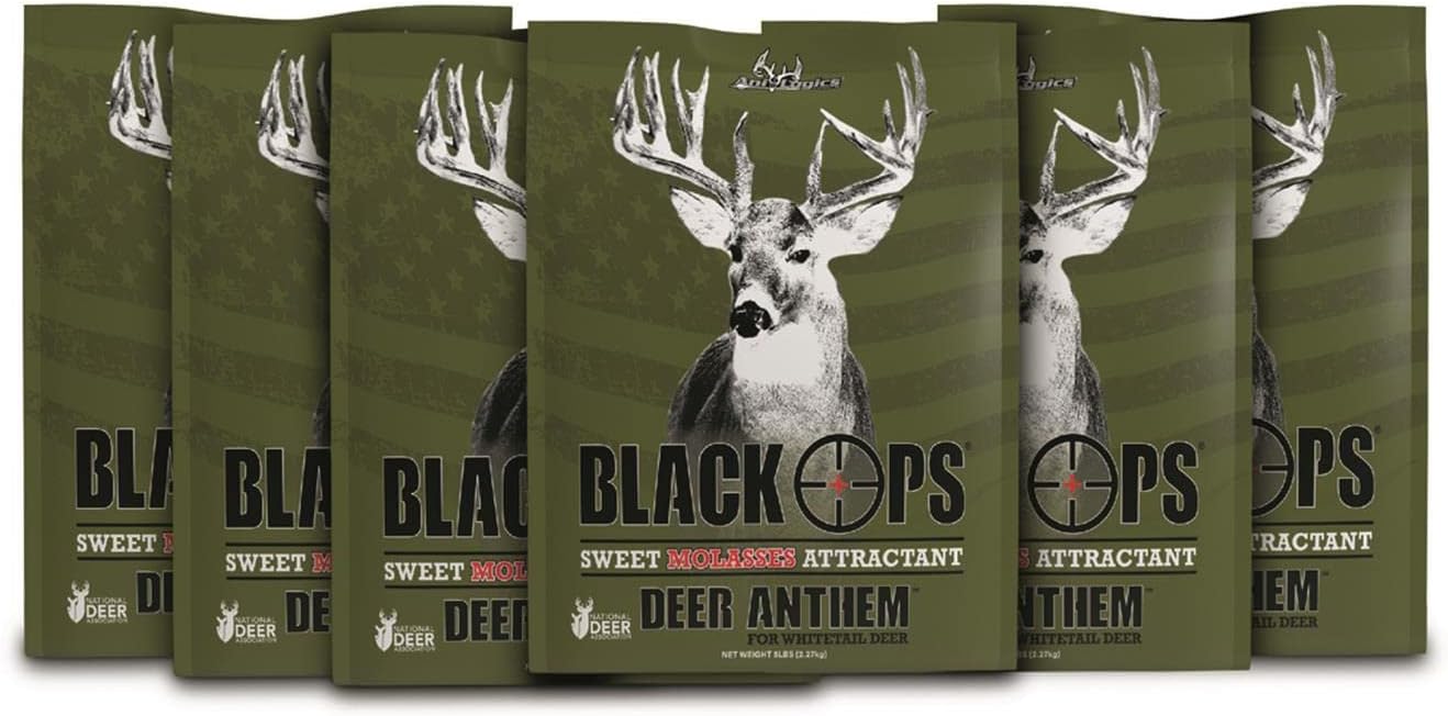 Ani-Logics Outdoors Black Ops Deer Anthem Granular Molasses Deer Attractant - Blends with Soil - High in Protein for Deer - Pour on Ground to Attract & Pattern Whitetails - 5 lbs