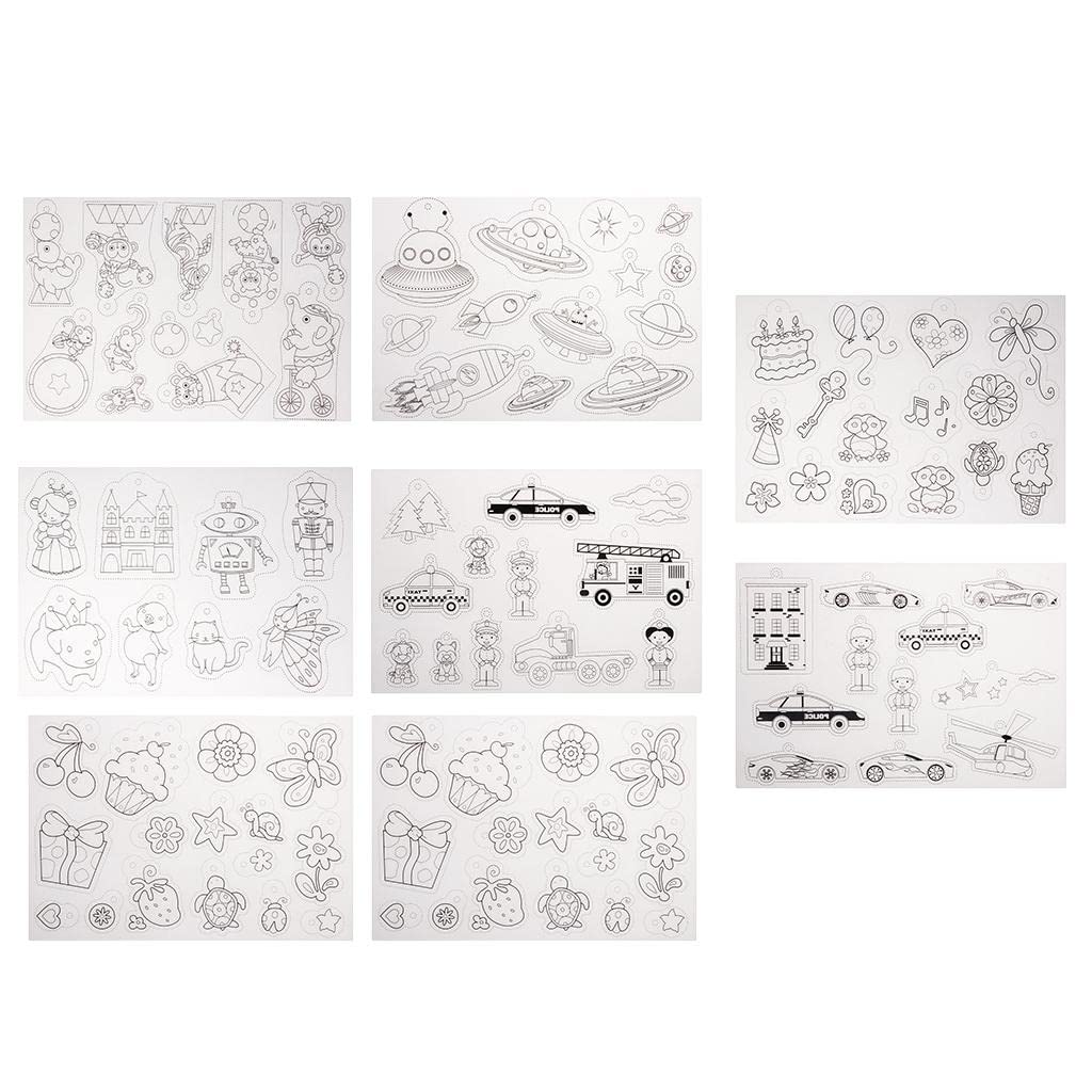 myaddiction 8 Sheets DIY Printer Inkjet Clear Shrink Plastic Sheets Drawing Paper Film Multi Patterns Shapes for Making Jewelry Pendant Charms Key Chain Crafts