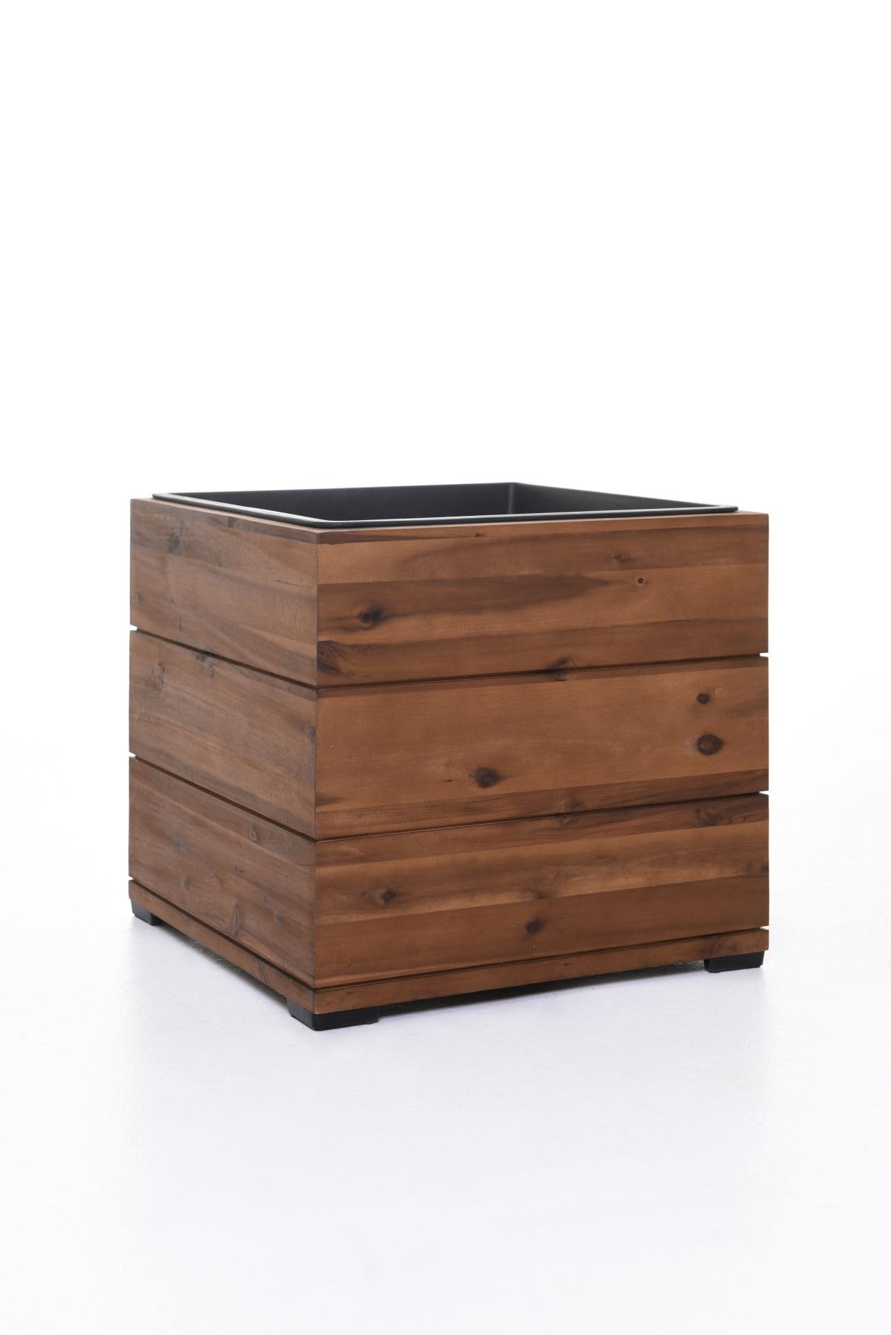 VIVANNO Pflanzkübel Blumenkübel Würfel Holz Block Braun mit Einsatz - 44x44x41