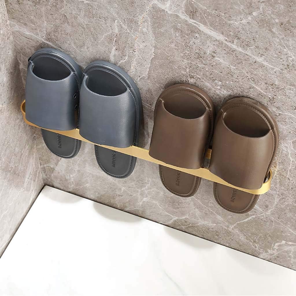 Wall-Mounted Shoe Rack - Brass Golden Shelf Organizer for Entryway, Bathroom, Over-Door Storage, Space-Saving Hangers (Size: 30x5x3cm) 50x5x3cm