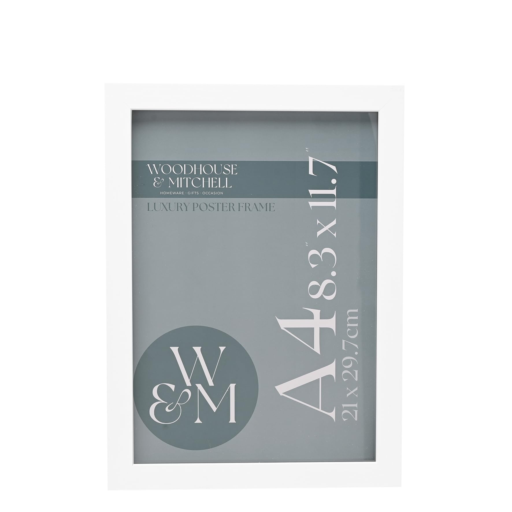 A4 White Wood Picture Frame with Glass Front, Wall Hooks & Stand