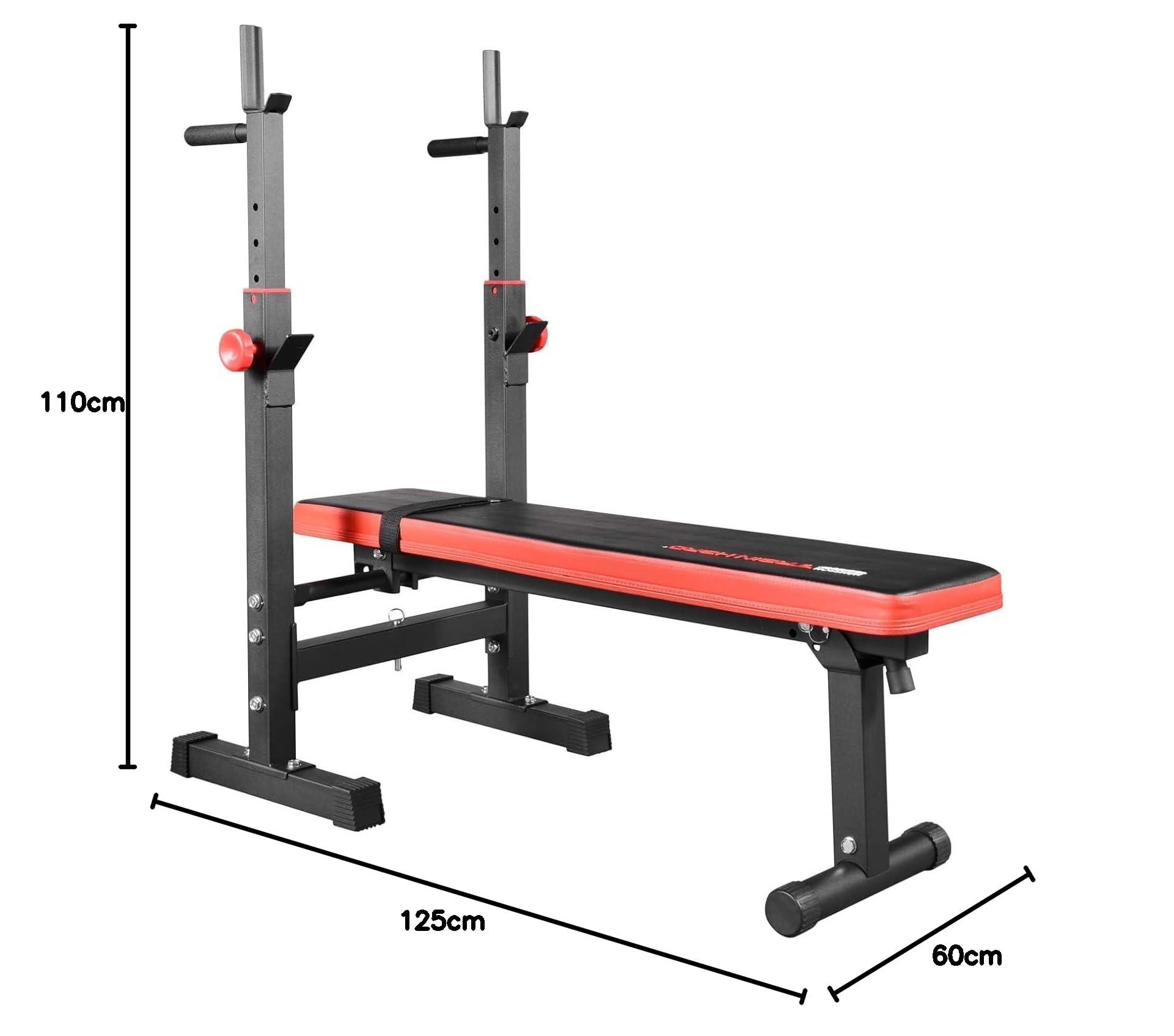 TrainHard Multi Hantelbank Blackcombo klappbar mit Lang- und Kurzhantelstange und 50kg Hantelscheiben