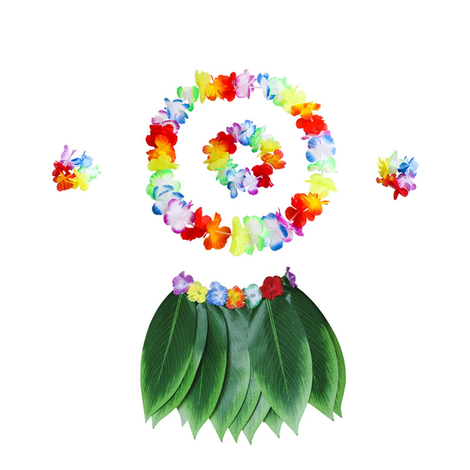 Hawaiian Party Kostüm, Hula Rock & Hawaiian Leis Set, Hawaii Gras Röcke, für Erwachsene, Sommerstrand, tropische Party-Dekorationen (5 stücke)