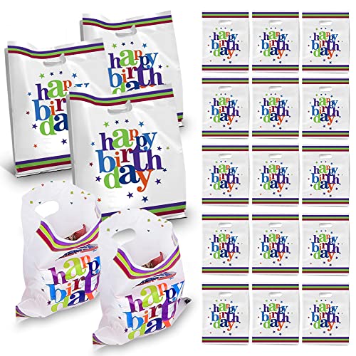 SOL 20 Happy Birthday Party Bags | Plastic Party Bags for Kids Party Bags | Sweet Bags Cellophane Bags Kids Party Treat Bags, Goody Bags & Loot Bags, Gift Bags Birthday Girl Party Bags Kids Party Bag