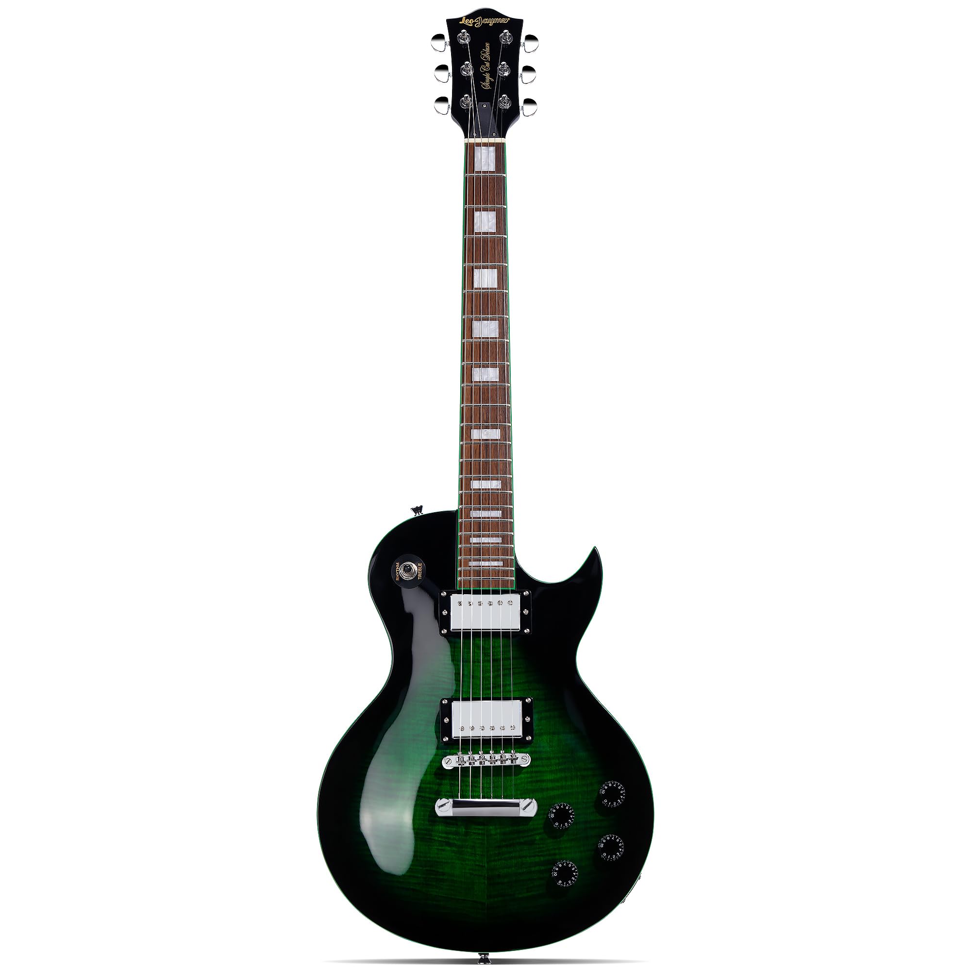 Leo Jaymz SC Series Electric Guitar – Mahogany Body, Laurel Fingerboard, Dual Humbuckers, Stainless Steel Frets, Tune-O-Matic Bridge, C Neck, 18:1 Tuners (Black Green)