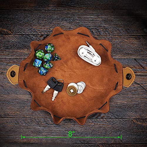 Image of Celtic Tree DND Gifts Dice Bag - Tray with Drawstring & Button Genuine Leather Dice Pouch Storage Bag for d&d Dices Jewelry Coin & Small Accessories