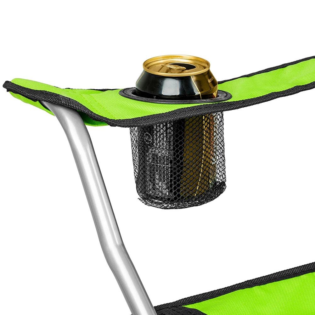 BAKAJI Sedia Pieghevole da Campeggio con Borsa Camping Sedia Mare Spiaggia Pesca da Esterno in Acciaio e Poliestere con Vano Porta Bibite e Smartphone (Verde)
