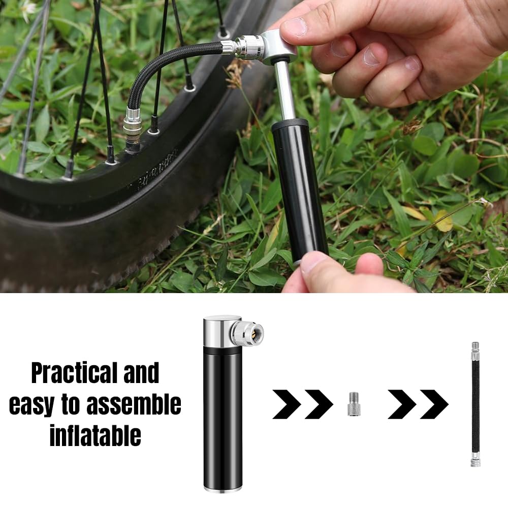 Tragbare Mini Fahrradpumpe, 120PSI Hochdruck Luftpumpe Radfahren Notfall Tragbares Fahrrad mit Rahmenhalterung für Rennrad Mountainbike Straßenpumpe Anti-Fall-Schnellpumpen Compact & Light