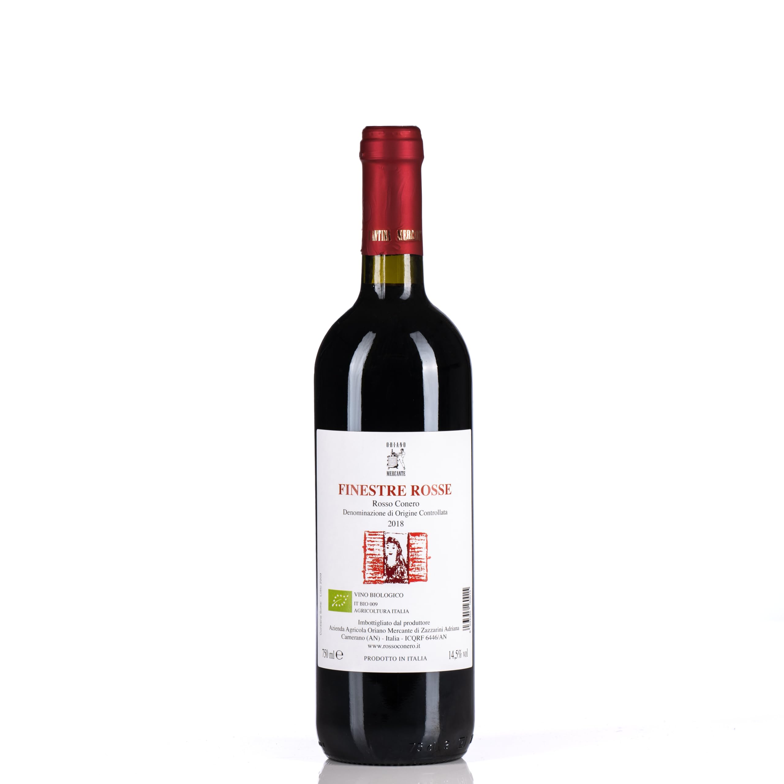 Vino Rosso Conero Biologico DOC - Finestre Rosse- confezione da 6 bottiglie Vino Biologico Certificato, Cantina Mercante
