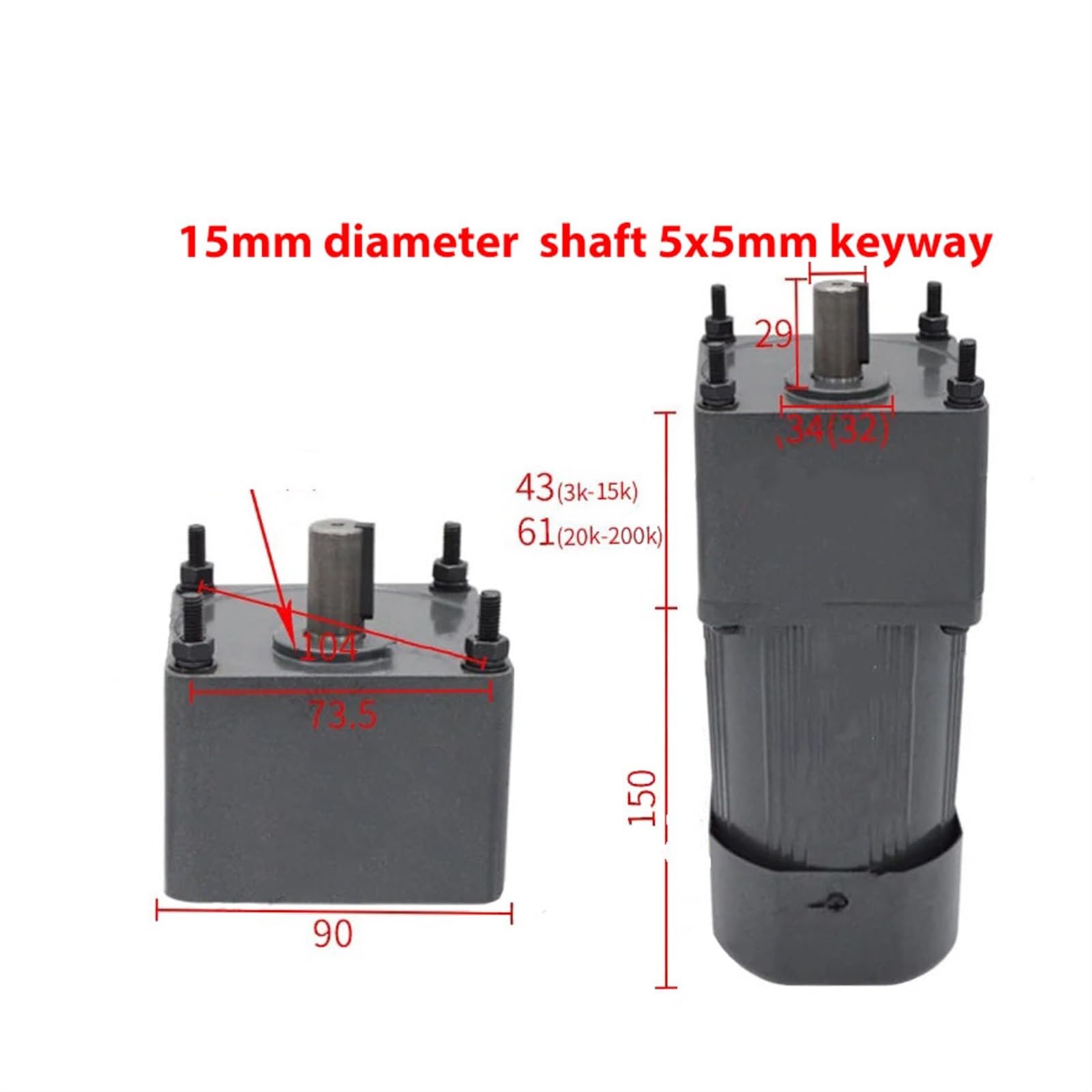 Speed Regulate 120W 90x90mm Frame Speed Control Motor 220V AC 5IK120RGN-CF Gear Reducer Adjustable Speed Motor with Speed Controller CW CCW Reducer(65RPM)