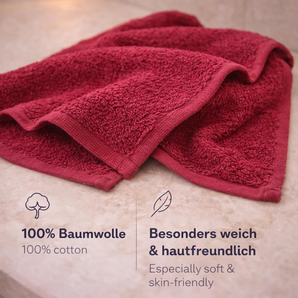 Betz Paquete de 10 Toallas faciales Palermo tamaño 30x30cm 100% algodón Color Rojo arándano