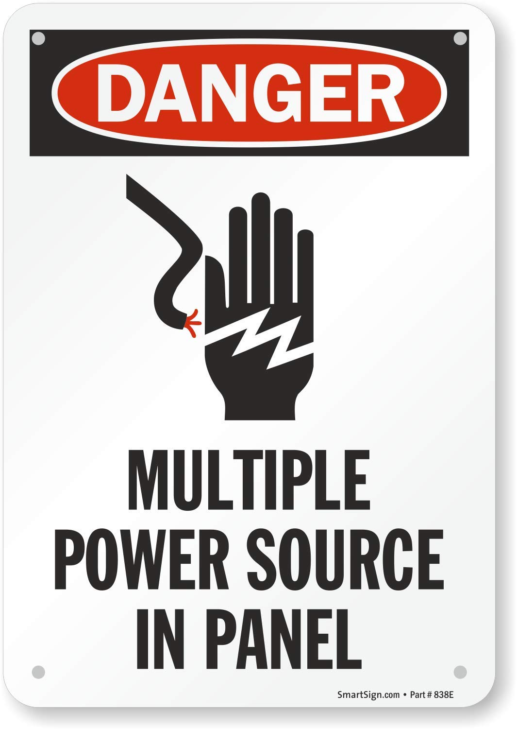 SmartSign by Lyle S-6362-AL-10 Aluminum Sign,"Danger: Multiple Power Source In Panel" with Graphic, 10" x 7"