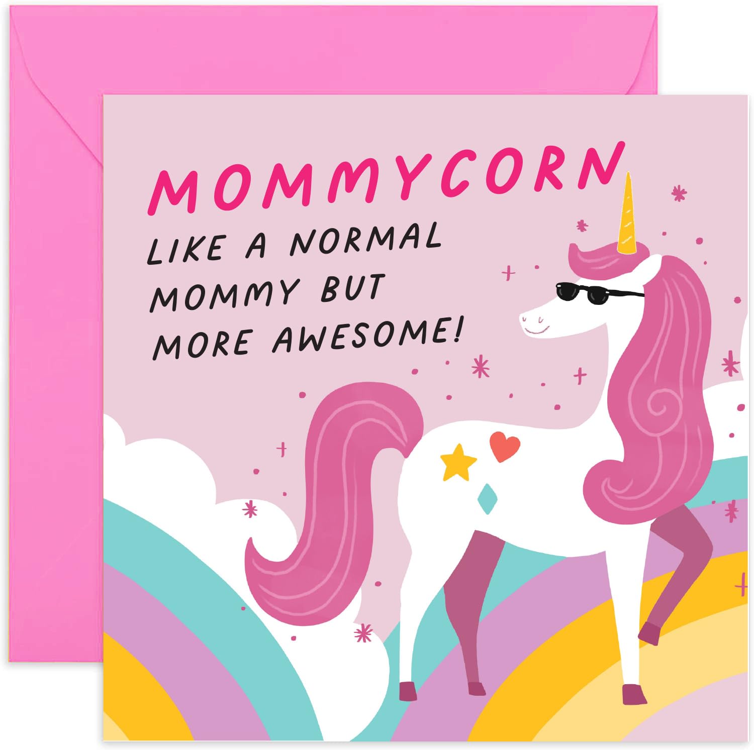 Old English Co. Birthday Cards for Mommy - Fun Mommycorn Card - Birthday Card from Son, Daughter, Stepchild - Mother's Day Card from Young Child - Unicorn Birthday Card Gift | Blank Inside