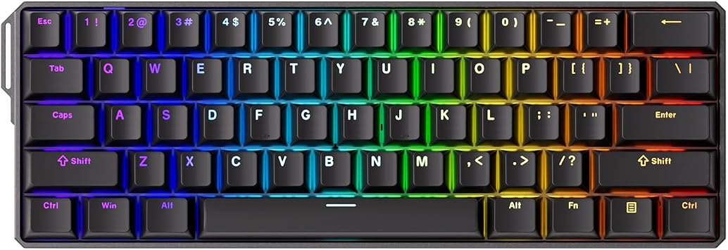 MONSGEEK FUN60 Ultra Rapid Trigger Gaming Keyboard 8k Magnetic Switch TMR Aluminum Keyboard Multi-Modes Black Shine-Through MagMech(Glare Magnetic Switch)