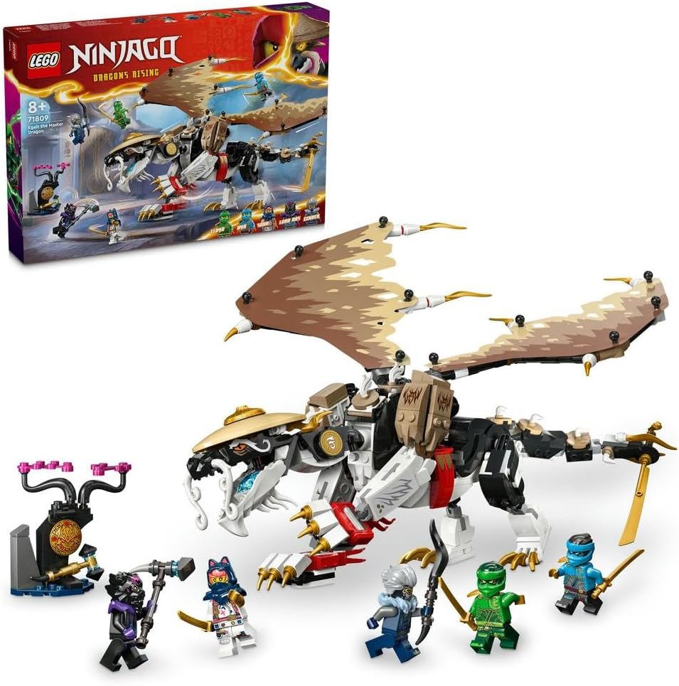 NINJAGO Egalt the Master Dragon Toy for 8 Plus Year Old Boys & Girls, Dragons Rising Building Set with 5 Ninja Character Minifigures Inc. Nya and Lloyd with Sword Elements, Kids' Gift Idea 71809