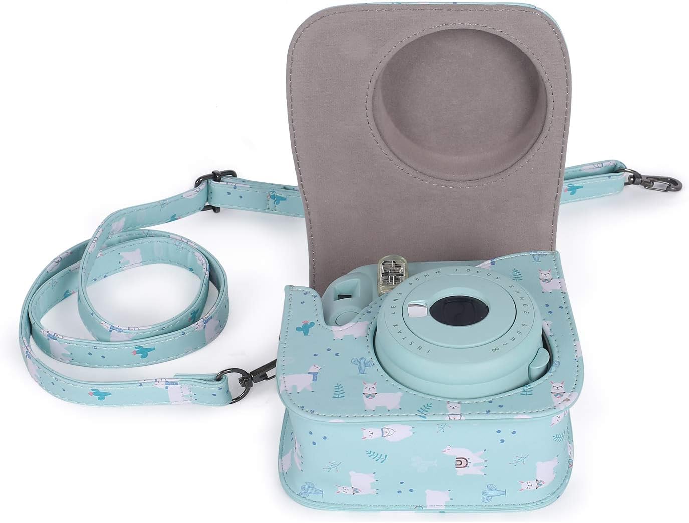 Phetium Protective Case Compatible with Instax Mini 11 Instant Camera, Soft PU Leather Bag with Pocket and Removable Shoulder Strap (Alpaca Blue)